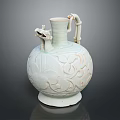 Celadon Vase With Dragon Shaped Decoration Lotus Patterns And Bamboo Handle