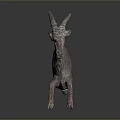 Textured Maroon Goat Sculpture with Artistic Design and Dynamic Standing Pose