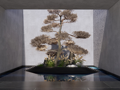 New Chinese Style Landscape Scrib Landscape Pine Rohan Pine Courtyard Landscape Scrib Patio Scrib Waterscape model