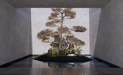 New Chinese Style Landscape Scrib Landscape Pine Rohan Pine Courtyard Landscape Scrib Patio Scrib Waterscape 3d model