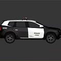 Modern Police SUV Car With Roof Mounted Red Blue Lights And Sleek Exterior Design