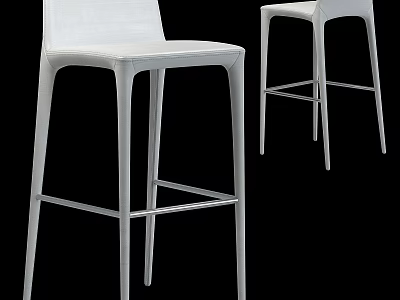 Modern White Bar Stool with Sleek Design and Tall Metal Legs for Kitchen or Bar 3d model