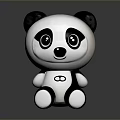Cute Panda Character With Big Eyes Black And White Sitting Pose Shiny Base