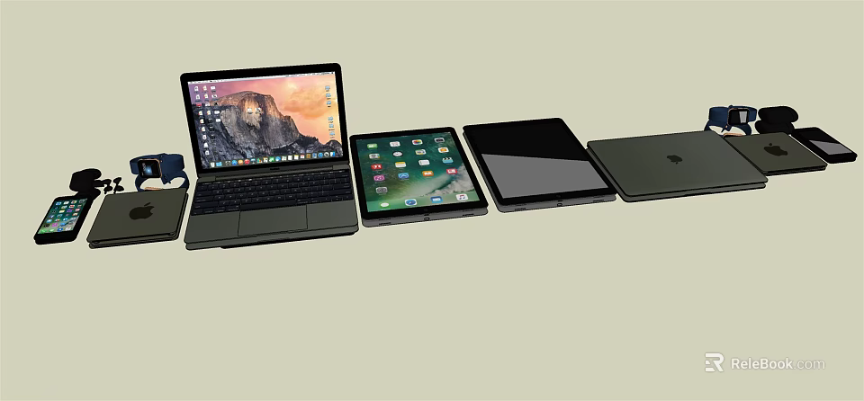 Modern Laptop Tablet and Keyboard Devices for Portable Tech Computing Needs 3d model