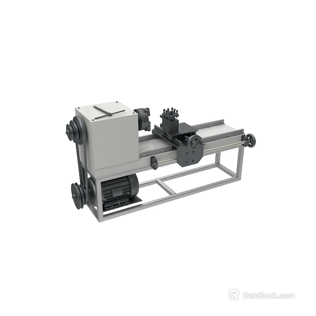 Industrial Precision Lathe Machine With Metal Bed Spindle Chuck And Tailstock 3d model 