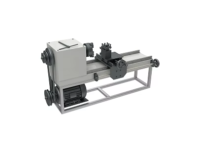 Industrial Precision Lathe Machine With Metal Bed Spindle Chuck And Tailstock 3d model