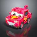 Cute Pixel Style Pink Truck Shaped Doll With Big Eyes And Reflection