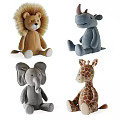 Cute Stuffed Animal Plush Toys Featuring Lion Hippo Elephant And Giraffe