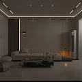 Contemporary Accent Chair In Stylish Living Space With Lit Bookshelf Floor Lamp And Beige Sofa