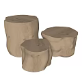 Natural Wood Tree Stump Stools With Rustic Design And Smooth Surfaces 3d model