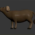 Cartoon Brown Buffalo Character 3D Model With Large Horns And Stylized Design