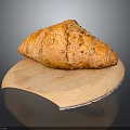 Rustic Artisan Bread On Wooden Plate With Sesame Seeds And Texture