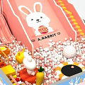 Kids Play Equipment With Rabbit Theme Pink Ball Pit And Interactive Toys