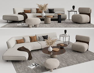 Modern Sofa Coffee Table Combination Multiplayer Sofa Coffee Table Combination 3d model