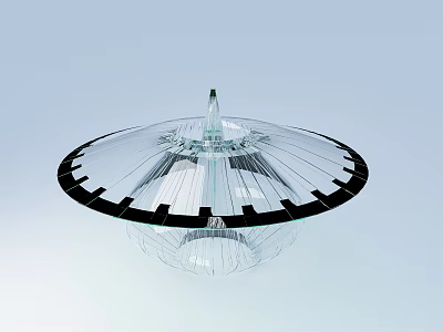 Modern Transparent Glass Decorative Ornament Set With Flying Saucer Shape And Black Edges 3d model