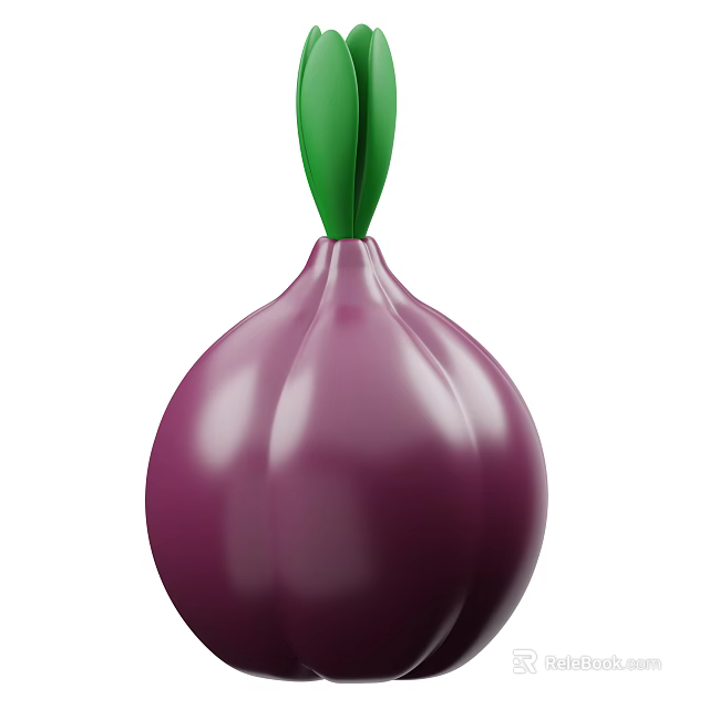 Vibrant Fresh Purple Onion Vegetable with Green Leaves and Smooth Texture 3d model 