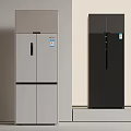 Modern Gray and Black Refrigerator Cabinet Design with Sleek Double Doors for Home Kitchen Interior