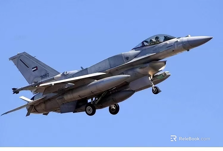 Gray Fighter Jet Flying in Clear Blue Sky With Missiles and Landing Gear Down 3d model 