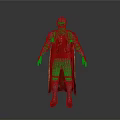 Man In Medieval Silver Armor With Red Cape And Decorative Details