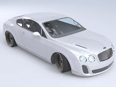 White Luxury Sports Coupe With Two Doors Large Alloy Wheels And Aerodynamic Design 3d model