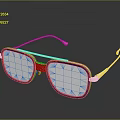 Stylish Square Frame Sunglasses With Blue Frame And Golden Temples White Lenses