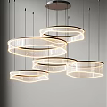 Modern Multiple Circular Ring Shaped Chandelier With Illuminated Hanging Sleek Design