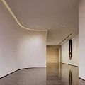 Spacious Hotel Corridor Featuring Warm Ambient Lighting Smooth Polished Floor And Minimalist Wall Decor