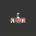 Colorful Cartoon Scene With Multi Layer Pink Structure Stairs Water Pools And Fountain Decorations