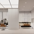 Modern Beauty Hair Salon With Open Layout White Tone Hairdressing Chairs Mirrors And Sofa