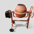 Orange Industrial Concrete Mixer With Metal Stand Wheels And Rotating Drum