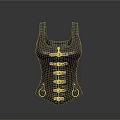 Fashionable Black Corset With Metal Buckles And Straps For Daily Use