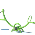 Garden Ornament Outdoor Seesaw Fitness Equipment With Green Metal Frame And Blue Pads