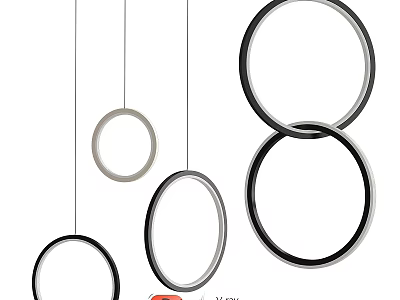 Modern Circular Pendant Lights With Ring Shapes And Metal Frames For Interior Decor 3d model