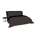 Dark Colored Double Bed With Soft Bedspread Pillows And Modern Nightstand 3d model