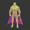 Man in Blue Superman Costume With S Logo Red Underwear Gray Cape and Muscular Build