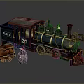 Vintage Train Model B.R.R. Number 20 With Blue Black Design And Small Cargo Car