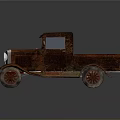 Vintage Rusted Old Truck With Classic Front Design And Red Wheels