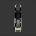 Sci Fi Futuristic Weapon Featuring White Black Body Yellow Warning Labels And Ring Grip Structure 3d model
