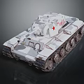 Military Armored Tank With White Camouflage Paint Red Star And Number 7618