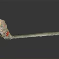 Traditional Elegant Silver Hairpin With Floral Design Pink Flower Red Accents Green Leaves