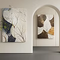 Leaf Pattern Decorative Wall Art For Modern Interior With Archway And Green Plant