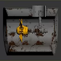 Rusty Metal Machinery Part Featuring Yellow Component And Worn Surface 3d model
