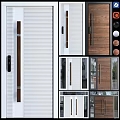 Modern Swing Door Designs With Wooden Panels And Black Frames For Interior Exterior