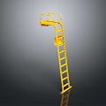 Sturdy Industrial Yellow Ladder With Safety Platform And Steel Rails
