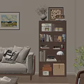 Retro Walnut Wooden Multifunctional Storage Cabinet For Cozy Living Room Books And Daily Sundries Organization