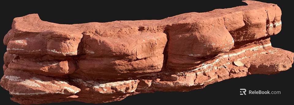 Rustic Red Stone And Wood Featuring Natural Texture And Cracked Surface 3d model