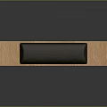 Wooden Storage Cabinet With Woven Texture Black Cushion And Slim Legs