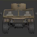 Sandy Brown Military Off Road Vehicle With Roof Mounted Gear And Rugged Exterior