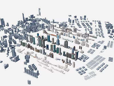 Modern Urban Building Complex With High Rise And Low Rise Structures In Dense Cityscape 3d model
