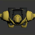Yellow And Black Robot Character With Metallic Armor And Mechanical Structure Standing Pose